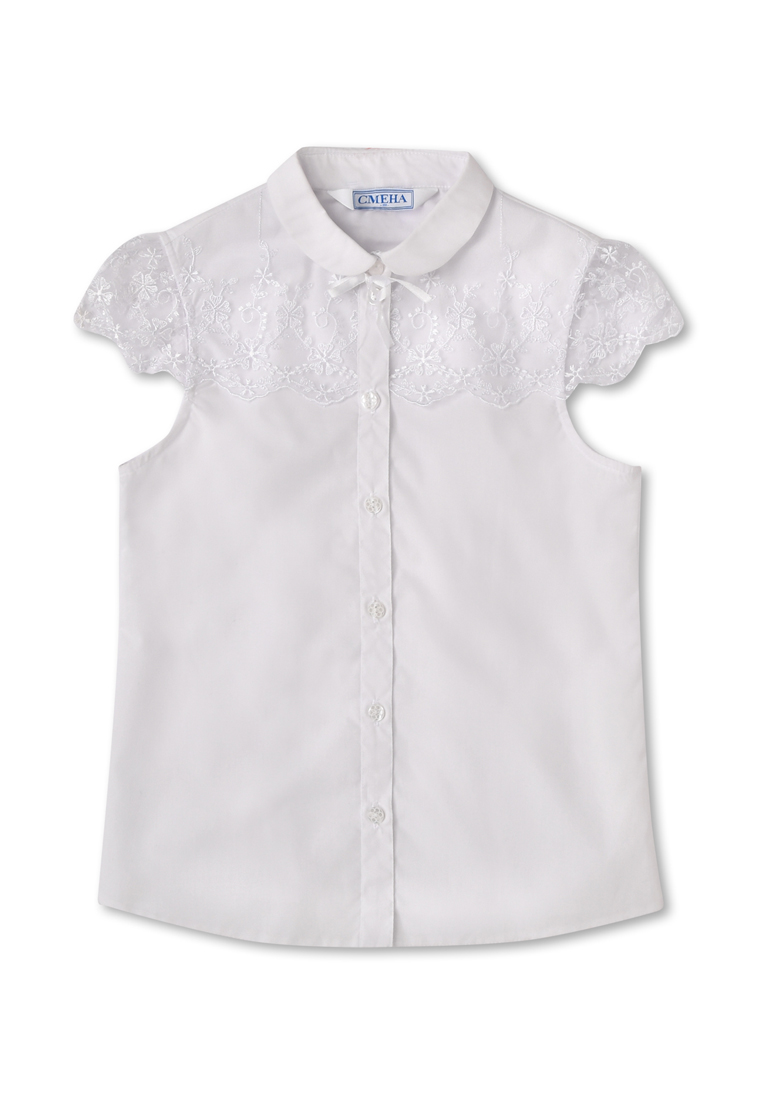 Блузка с коротким рукавом школьная для девочек 36107010 вид 3