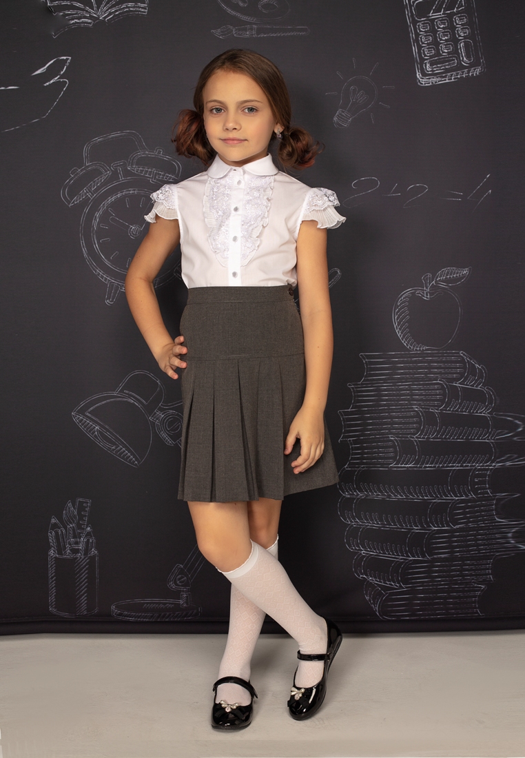 Блузка с коротким рукавом школьная для девочек 36107030 вид 2