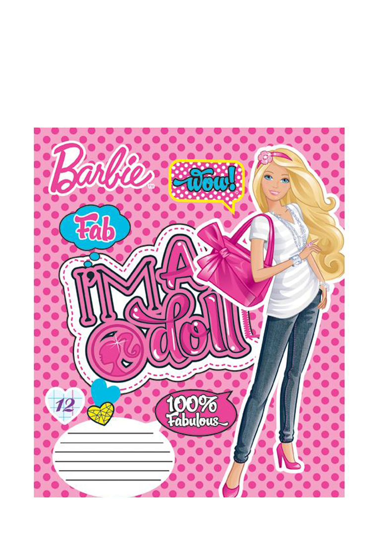 Тетрадь Barbie 12л КЛЕТКА, скоба, глит карт B672/5-g-VQ 48904110 вид 3