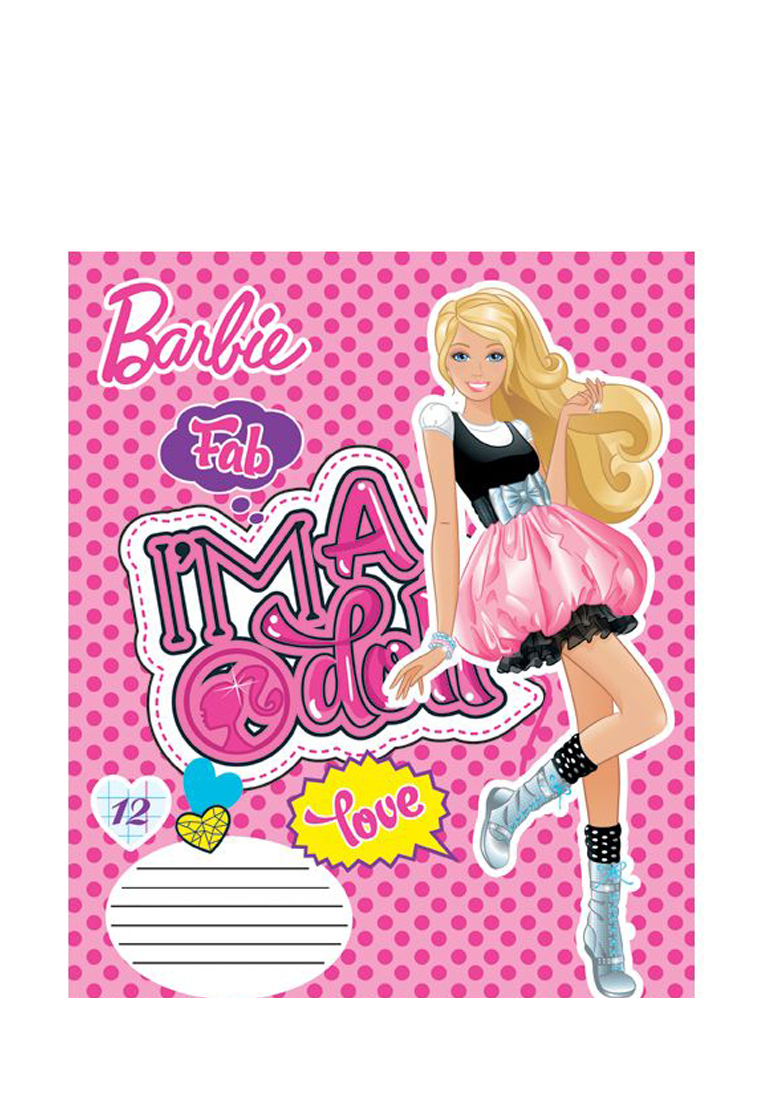 Тетрадь Barbie 12л КЛЕТКА, скоба, глит карт B672/5-g-VQ 48904110 вид 4