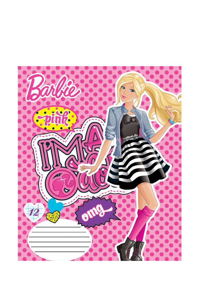 Тетрадь Barbie 12л КЛЕТКА, скоба, глит карт B672/5-g-VQ 48904110 вид 5