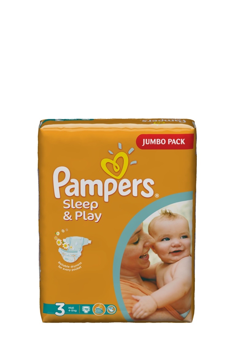 Подгузники Pampers Sleep & Play 4-9 кг, 3 размер Джамбо Упаковка 78шт. 73901771 вид 2