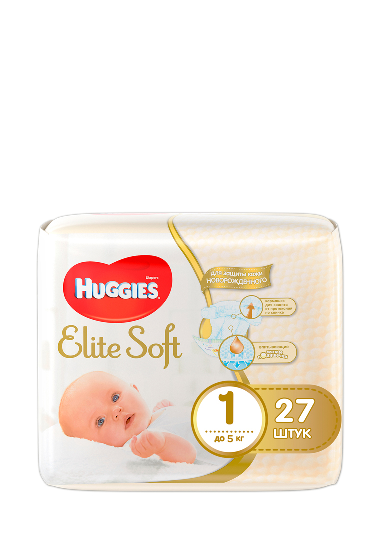 Подгузники Huggies Elite Soft, 1 (до 5 кг), 27 шт. 73948762