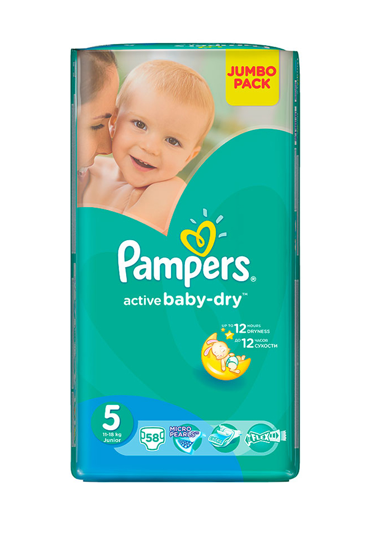 Подгузники Pampers Active Baby, 5 (11-18кг), 58 шт 73968829