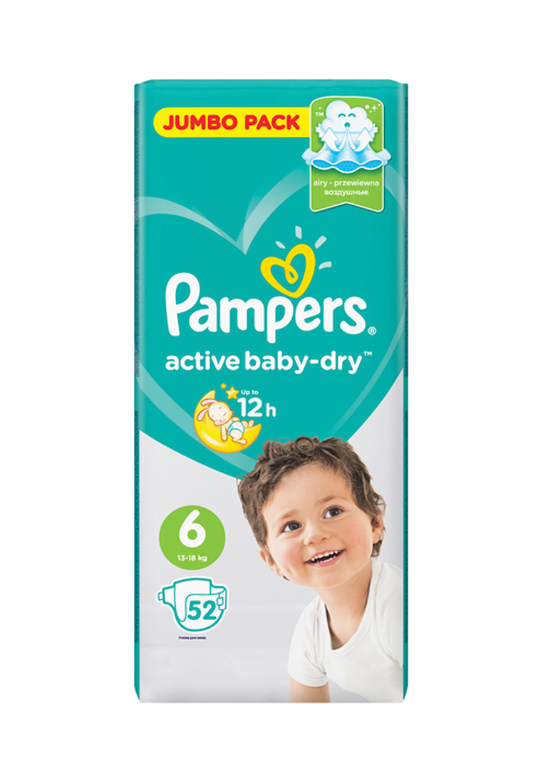 Подгузники Pampers Active Baby-Dry, 6 размер, 52/54шт 73968830