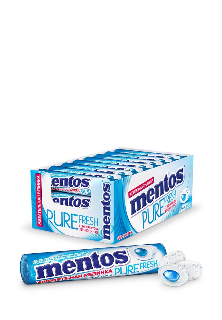 Сколько ментоса в упаковке. Ментос 15,5г Пьюр Фреш ролл. Mentos Pure Fresh свежая мята. Жевательная резинка. Жвачка ментос.